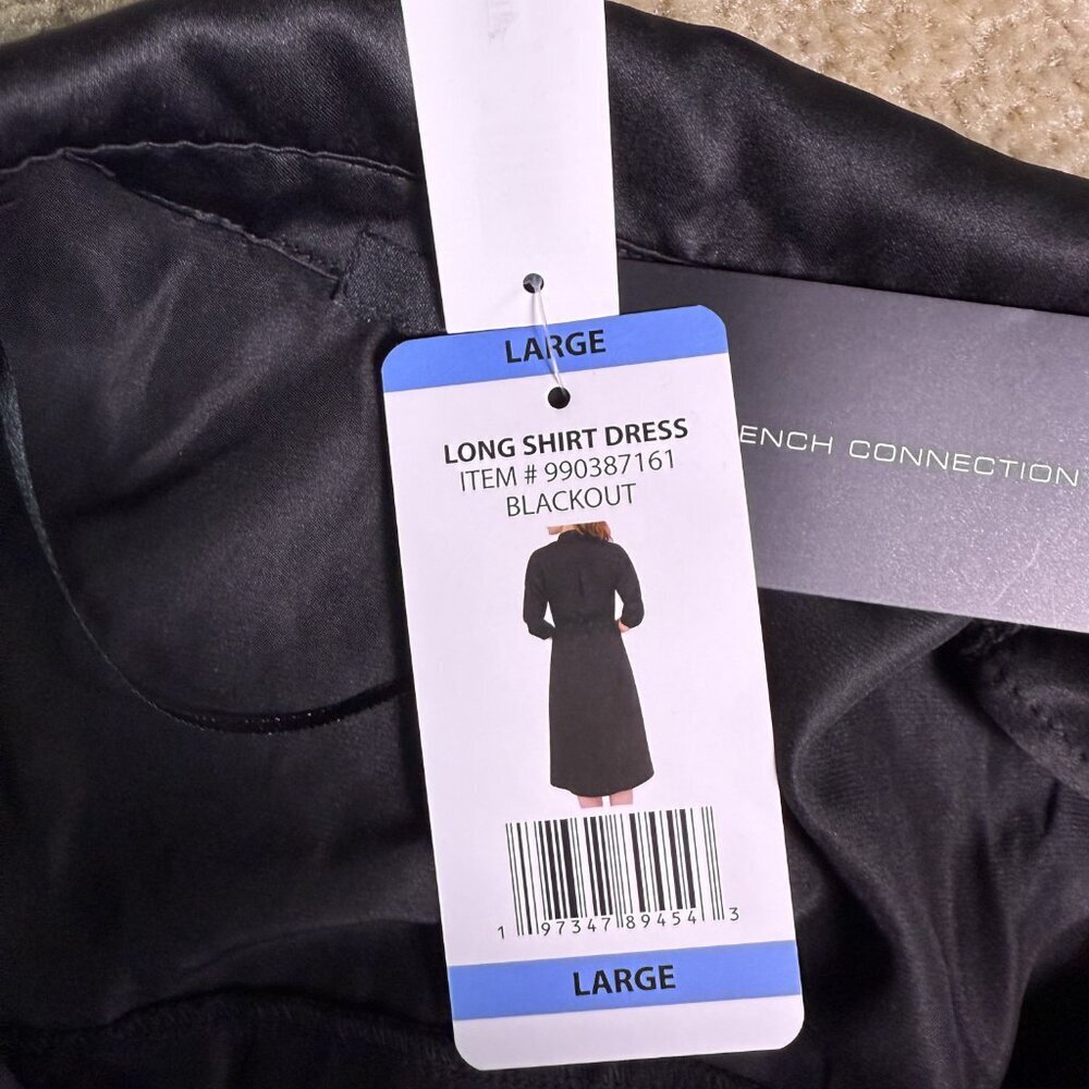 French Connection Women’s Black Long Shirt Dress Size Large NWT E987 - Picture 7 of 14